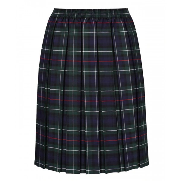 Junior Girls Skirt - Box Pleat - Green Tartan