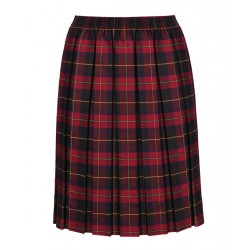 Junior Girls Skirt - Box Pleat - Maroon Tartan