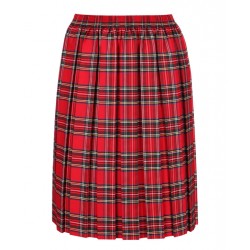 Junior Girls Skirt - Box Pleat - Red Tartan