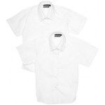 Girls White Short Sleeved Shirt (Two Pack)