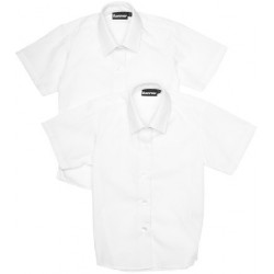 Girls White Short Sleeved Shirt (Two Pack)